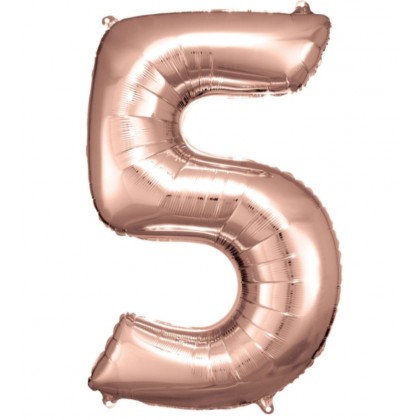 N34 Large Number 5 Rose Gold Foil Balloon N34 Pack