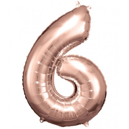 N34 Large Number 6 Rose Gold Foil Balloon N34 Pack