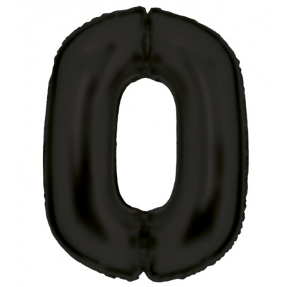 N34 Large Number Silk Lustre 0 Black Foil Balloon