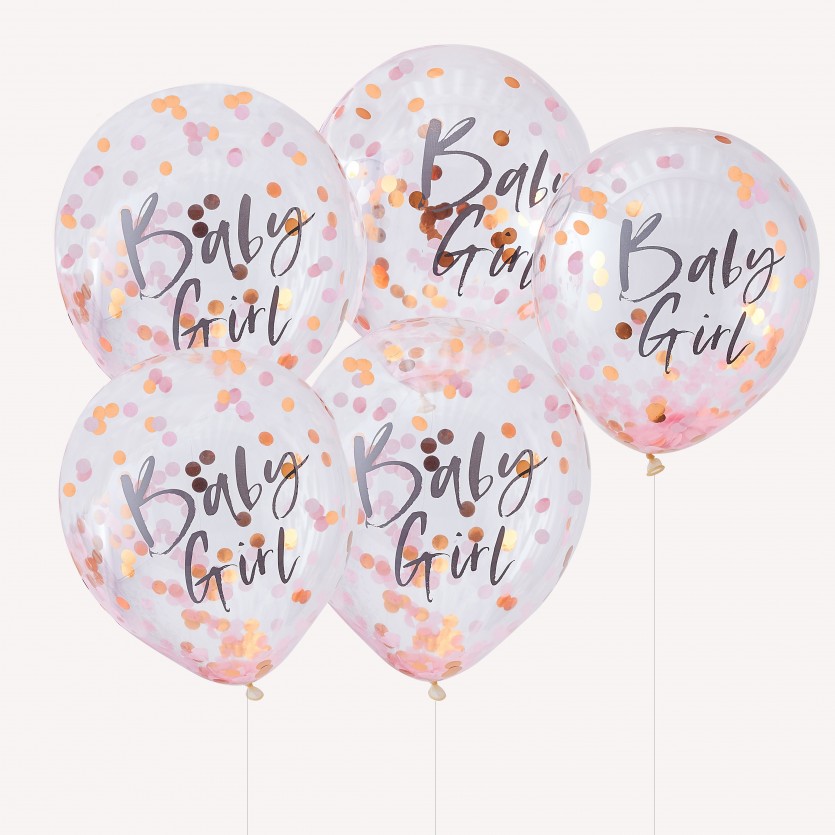 Balloons - Confetti Balloons - Baby Girl - Pink