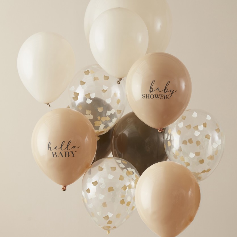 Balloon Bundle - Mixed Slogan and Confetti - Taupe