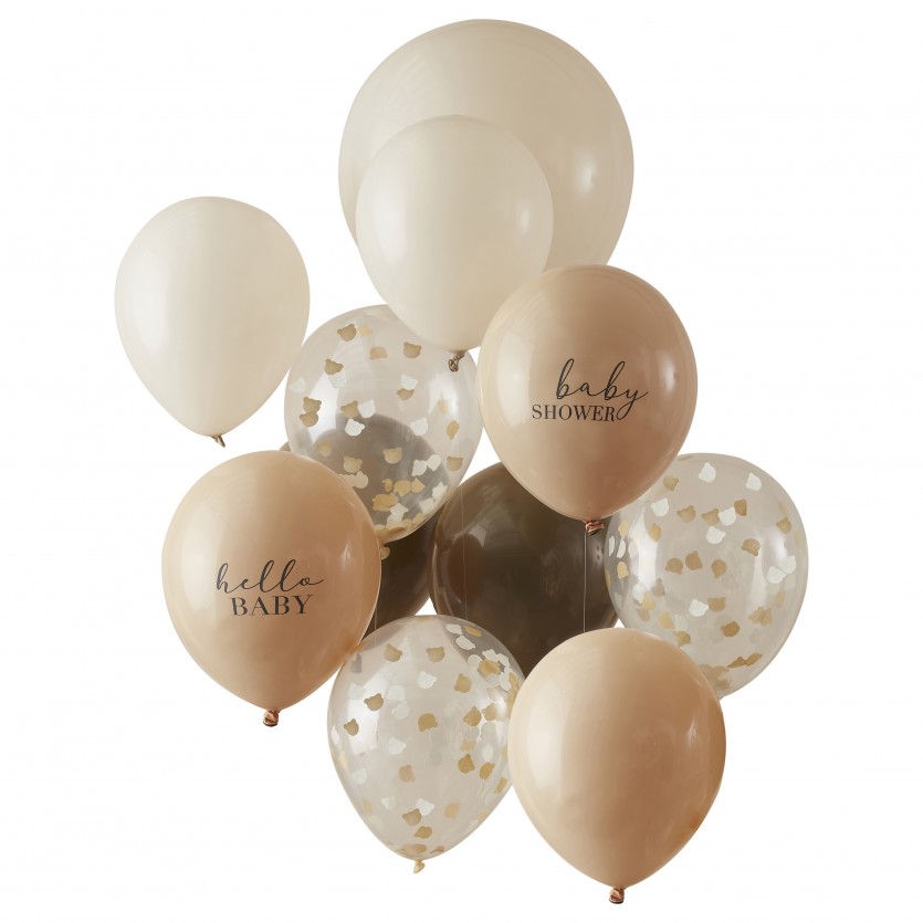 Balloon Bundle - Mixed Slogan and Confetti - Taupe