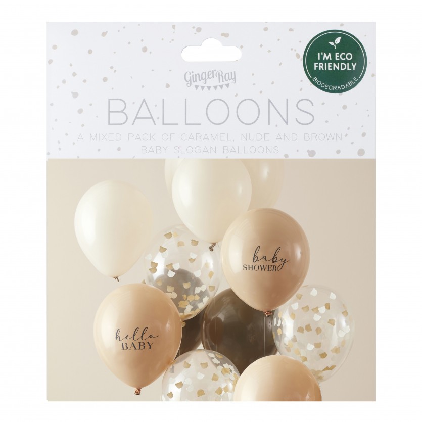 Balloon Bundle - Mixed Slogan and Confetti - Taupe