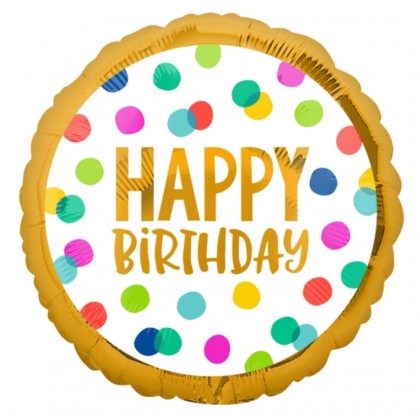 S40 Standard Happy Dots Foil Balloon S40 Packaged