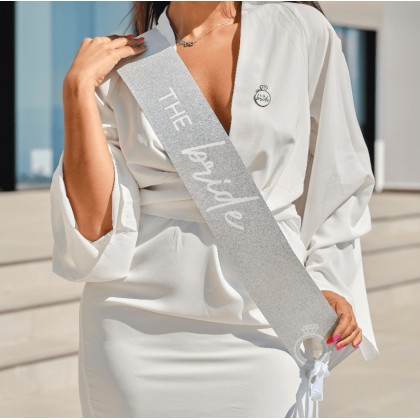 Sash - The Bride, Silver foil with cut outs