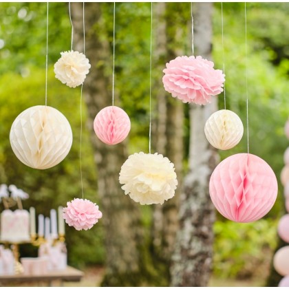 Paper Pompom and Honeycomb Hanging Decorations