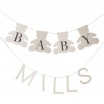 Bunting - Customisable Baby Name Bear - Taupe