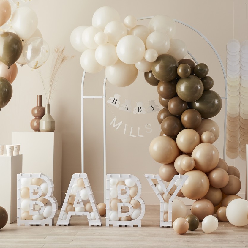 Bunting - Customisable Baby Name Bear - Taupe