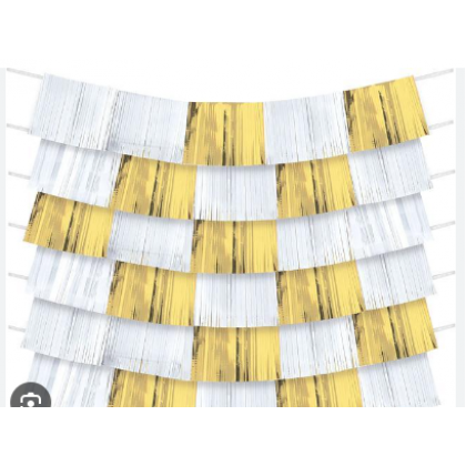 Party Fringe Banner Gold/White 9/Pack