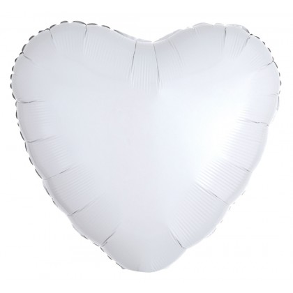 C16 Standard Metallic White Heart Foil Balloon C16