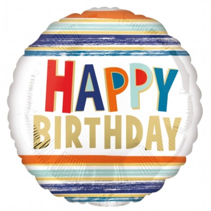 S40 Standard Happy Birthday Letters and Stripes Fo