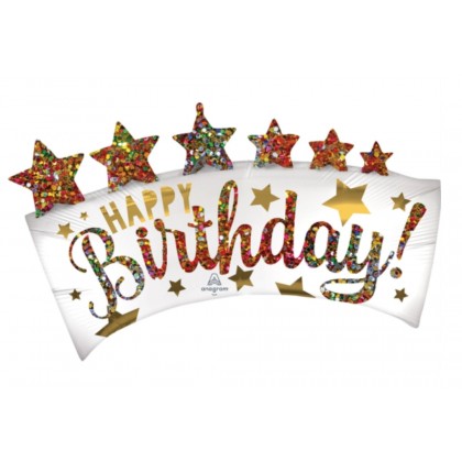 P35 SuperShape Happy Birthday Glitter Banner Foil