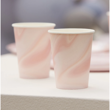 Eco Paper Cups - Marble - Pink
