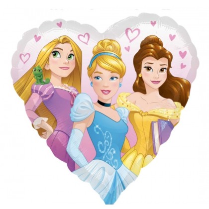 Standard Multi-Princess Heart Foil Balloon S60 Pac