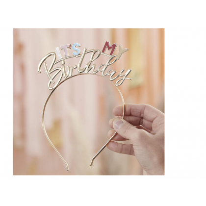 Headband - It's My Birthday - Gold and Pastel