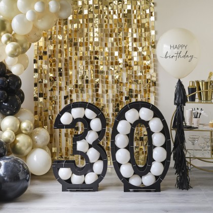 Black 30th Balloon Mosaic Frame Decoration