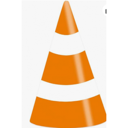 8 Party Cone Hats On the Road Paper Height 16 cm