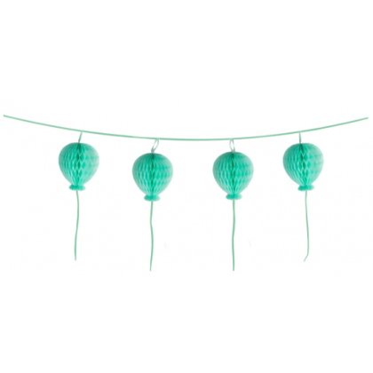 Garland Honeycomb Happy Birthday Pastel Turquoise Paper 180 cm