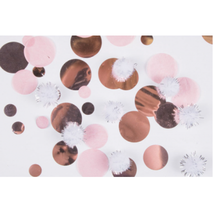 Confetti With Puff Balls Rose Gold Birthday Paper / Plastic 16 g