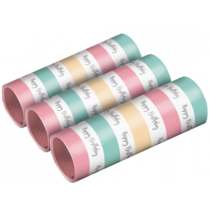 3 Streamers Happy Birthday Pastel 1.4 x 400 cm
