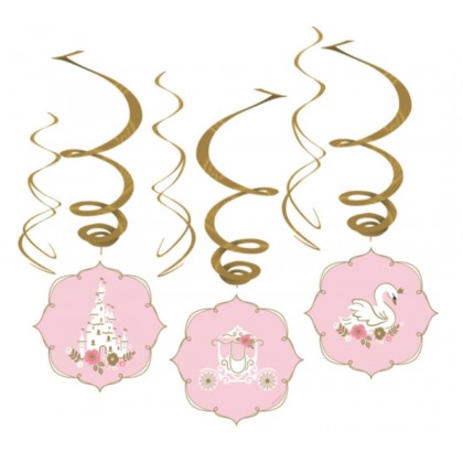 6 Swirl Decorations Princess for a Day Foil / Paper 45 cm / 80 cm