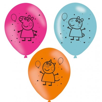 6 Latex Balloons Peppa Pig 23c