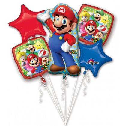 Bouquet Mario Bros Foil Balloon P75 Packaged -