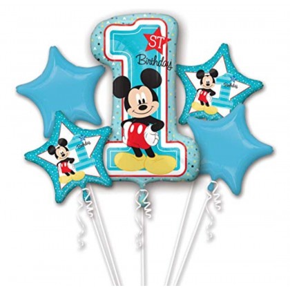 Bouquet Mickey 1st Birthday Foil Balloon P75 Packa
