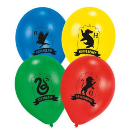 6 Latex Balloons Harry Potter Houses 27,5 cm / 11"