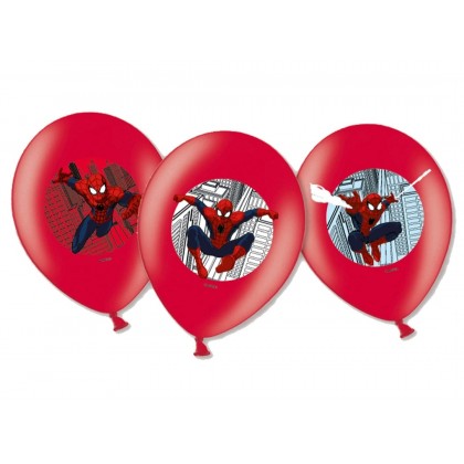 6 Latex Balloons Spider-Man 27.5 cm / 11"