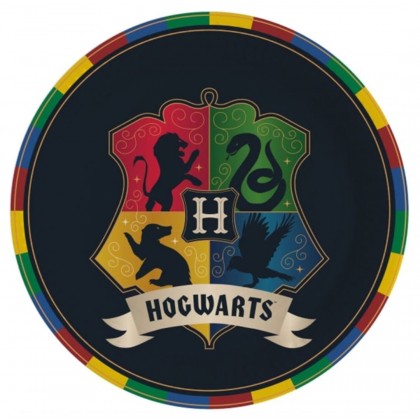 8 Plates Harry Potter Houses Round Paper 23 cm