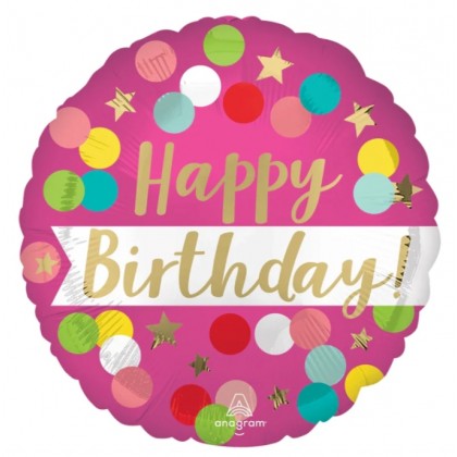 S40 18C XL STN BIRTHDAY PINK CONFETTI