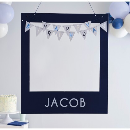Photobooth Frame - Happy Birthday with Balloons - Blue