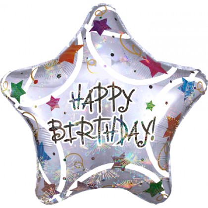 P45 32" HOLO HAPPY BIRTHDAY STARS JUMBO