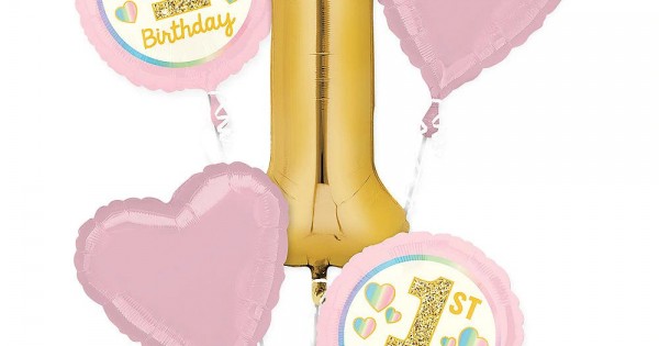 P75 Girl 1st Birthday Pink & Gold Bouquet